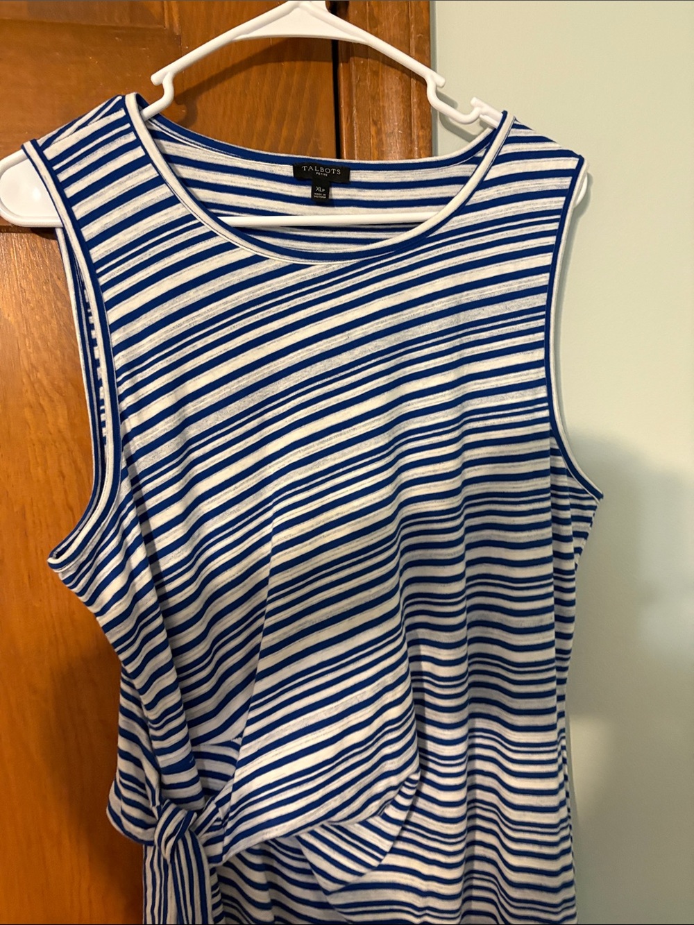 Talbots Blue & White Striped Side-Knot Midi Dress XL great condition. Sleeveless - Picture 7 of 11